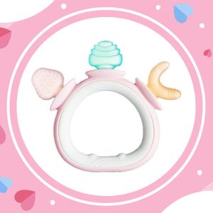 Baby Teething Toy Babies Silicone Ring Teether for 0 6 12 18 Month Infant Pink Circle Babies Teething Relief Soothing Sore Gums Teethers Toddler Chew Toy Food Grade BPA Free Teether Toy for Boys Girls
