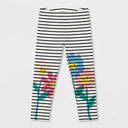 Haloumoning Kids Girls Striped Leggings Toddler Cute Elastic Waist Printed Pants 3-10 Years, White and Black