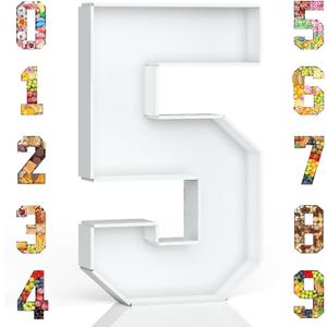 HILAVO Cardboard Number for Charcuterie, 13.7" Cardboard Number 5 Fillable Number for Food Paper Mache Number Boxes for Cupcake Sweet Candy 5th Birthday Anniversary Party Decorations