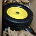 2 Pack 15x6.00-6 Flat Free Lawn Mower Tire and Wheel, 15" Solid Front Tires with 3" Centered Hub, 3/4" & 5/8" Bearings and 1" Bushings, Compatible with John Deere Husqvarna Riding Mowers Lawn Tractors