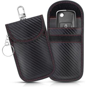 2 Pack Faraday Car Keycase Protective Bag Car rfid Signal Blocking Key Fob Protector Carbon Fiber Security Anti-theft Car Key Pouch Anti-Hacking Case Blocker Car Rfid Key Bag Faraday Cage Protector