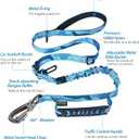 Hotsky Tactical Dog Leash Heavy Duty for Medium Large Dogs that Pull,4-6Ft Strong Bungee Shock Absorbing No Pull Dog Leash with Padded Double Handle and Car Seatbelt,Blue Camo