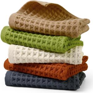 Jacquotha Waffle Hand Towel Set (5 Colors)  Cotton Soft Lint-Free Quick Drying Towels for Family, Bathroom, Gym, Spa, Kitchen, 13 x 29