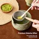 Matcha Whisk Set, Ceramic Matcha Set, 6 Pcs Matcha Kit Includes Matcha Bowl, Matcha Whisk with Holder, Bamboo Scoop, Scoop Rest, Sifter, Ceremonial Matcha Tea Set, Perfect Gifts, Green