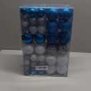 AORTD 100-Pack Christmas Ball Ornaments for Tree, Shatterproof Plastic Holiday Baubles Set in Assorted Sizes and Finishes, Christmas Tree Decorations for Home, Office, Party, Indoor Outdoor Use (Blue-White-Silver)