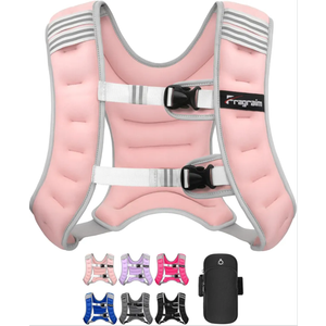 Fragraim Weighted Vest for Women Men - 8lb/10lb/12lb/16lb/22lb/25lb/30lb Weight Vest with Reflective Stripe, Detachable Phone Pouch, Ideal for Walking, Strength Training, Running, Workout, Cardio Pink