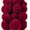 Velvet Ornaments for Christmas Tree, 36Pcs Flocked Ornaments Ball for Christmas Tree Decorations, Velet Christmas Ornaments Set Decorative Hanging Ornaments(Burgundy)