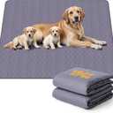 60”x48” Washable Pee Pads for Dogs, 2 Pack Reusable Puppy Pads, Waterproof & Leakproof Non-Slip Pet Pee Pads, 4 Layer Design Reusable Pet Training Pads for Dogs, Cats, Bunny, Grey