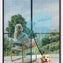 MAGZO Magnetic Screen Door Fit Door Size 64 x 80 Inch, Screen Size 66" x 81" Strong Magnet French Style Mesh, Heavy Duty Fiberglass Mesh with Hook & Loop for Sliding Entrance, Gray
