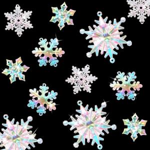 Dilunave 40 Pieces Iridescent Christmas Snowflake Ornaments Acrylic Christmas Tree Decorations Crystal Snowflakes Translucent Winter Hanging Ornaments for Xmas Tree DIY Crafts