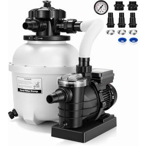VIVOHOME 13 in Sand Filter Pump for Above Ground Pool, 0.75 HP 3618 GPH, Swimming Pool Filter System with 24H Timer & 6-Way Valve, High-Efficiency Filtration for Pools Up to 15,000 Gallons