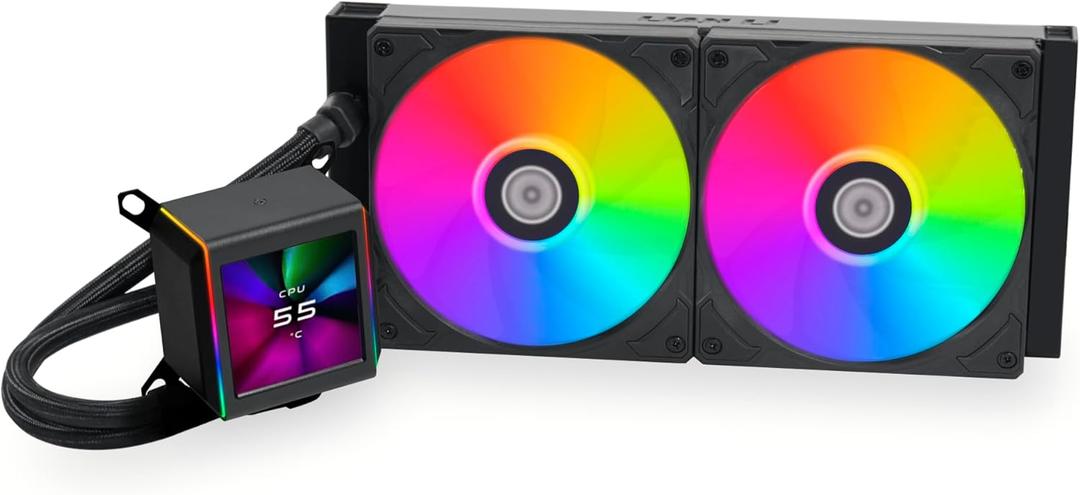 Lian Li Galahad II LCD 280 - AIO- Asetek 8.5th Gen - 2.88” IPS LCD Screen Liquid Cooler- Pre-Installed ARGB Daisy-chainable Fans or UNI Fan SL-INF Fans - LGA1700/ 115X/ 1200(GA2ALCD28B.US)