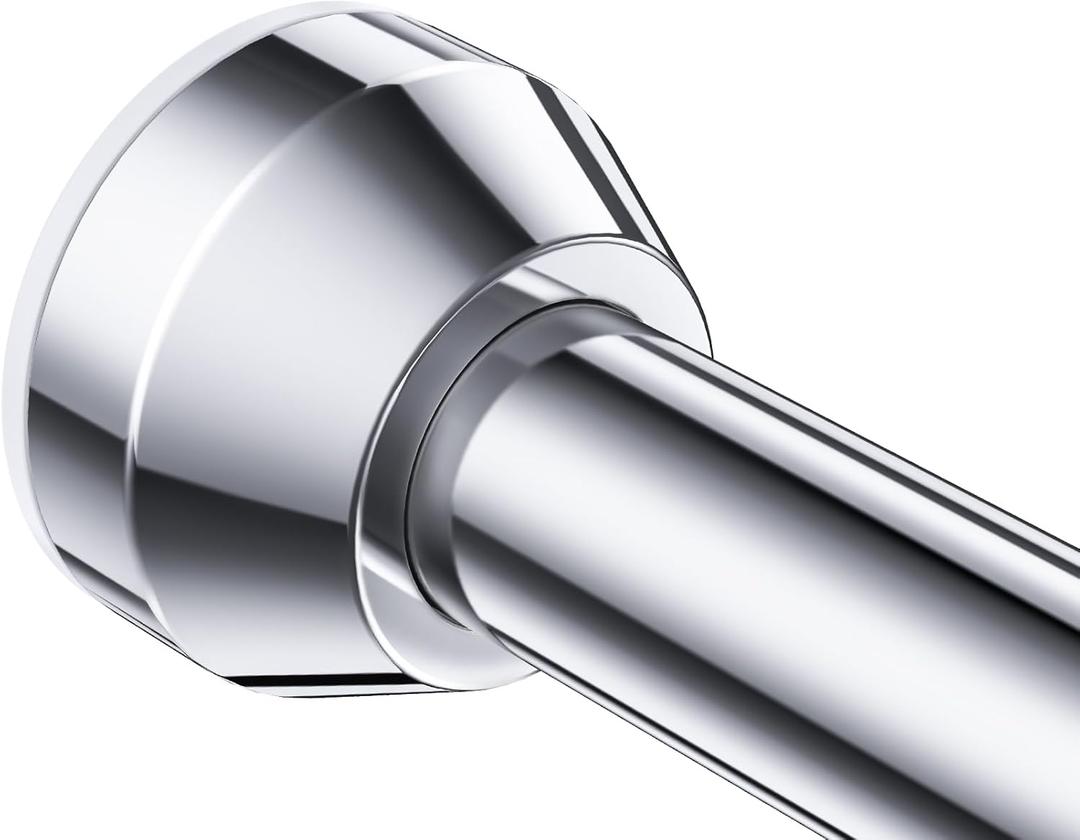 TEECK Shower Curtain Rod, 32-79 inch Adjustable Tension Spring, Shower Curtain Rod Tension, Anti-Slip, Rust-Proof, No Drilling, for Bathroom, Silver