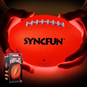 SYNCFUN Glow in The Dark Football for Boys, Light Up Football for Night Outdoor Sports Games, Red Glowing Ball, Ball Accessories Gifts for Teen Boy Toys Ages 3 Old and Up