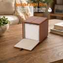 LAMOTI Tissue Box Cover Square with 4" Coaster, PU Leather Decorative Cube Tissue Box Holder with Magetic Closure for Home & Office (Brown)