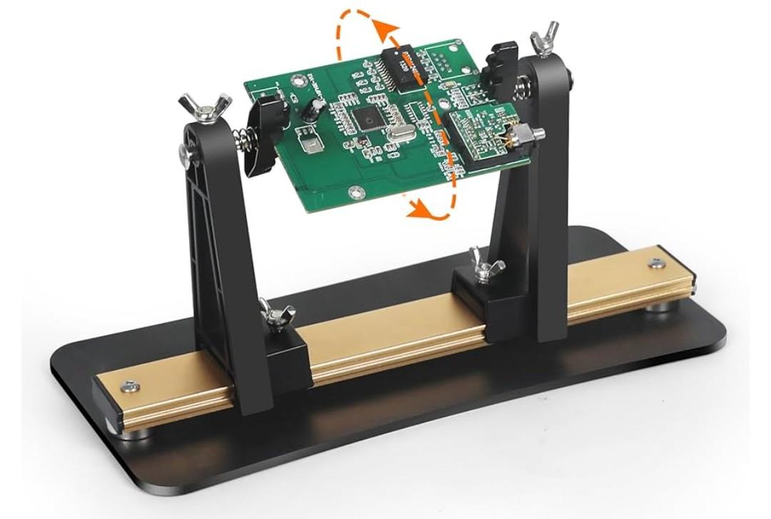 Circuit Board Holder Helping Hands with Heavy Base for Soldering and Repair, Adjustable 360° Rotation, Strong Magnetic, Space-Saving and Aluminum, Durable for Electronics PCB