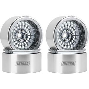 INJORA 2.2" Beadlock Wheel - Offset -10mm Aluminum Turbine Rim for SCX10 TRX4 VS4-10 Gen8 1/10 RC Crawler Car(Grey)