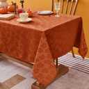 Biscaynebay Fall Round Tablecloth 60''-Gold Thanksgiving Autumn Harvest Gathering Jacquard Fabric Damask Table Cloth, Small Circle Folding Table Covers Kitchen Dinner Dining Picnic Holiday Parties