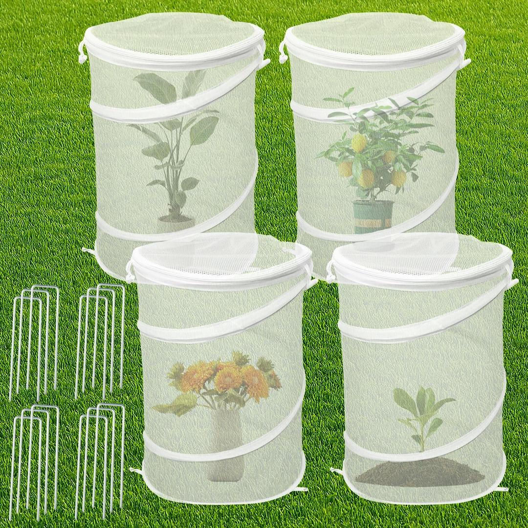 Bird Netting for Garden Protection, 4 Pcs Plant Covers Freeze Protection, Foldable Insect Barrier Plant Cover Net, Garden Netting Pest Barrier