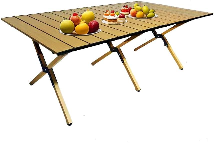 Portable Low Alluminum Roll Up Travel Folding Table for Beach, Camping, & Picnic Compact, Lightweight, Multi-Purpose for Indoor & Outdoor Use (Natural/Wood Look), 23"D x 47"W x 18"H
