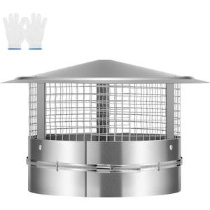 VIVOHOME 12" Cone Top Chimney Cap with Screen, Round Roof Rain Chimney Cover, Galvanized Steel Fireplace Exhaust Cap, Adjustable Roof Cap for Vent