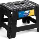 Korpai 9" Folding Step Stool for Adults,Kids,Non-Slip Folding Stools with Portable Handle,Plastic Foldable Step Stool for Kitchen ect,Black,1PC