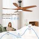 54'' Ceiling Fans with Lights, Modern Ceiling Fan for Living Room, Bedroom, ABS Plastic Blades, Dimmable LED, 6 Wind Speeds, Reversible Motor (Brown & Black)