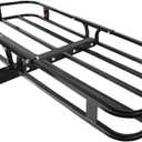 MaxxHaul 70107 53" x 19-1/2" Hitch Cargo Carrier - Trailer Mount Steel With High Side Rails For RV's, Trucks, SUV's, Vans, Cars 2" Receiver 500-lb Load Capacity , Black