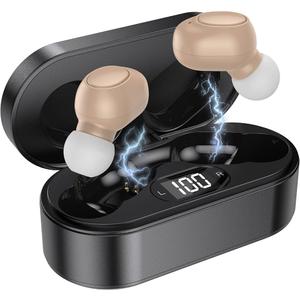 Hearing Aids, Miniature Hearing Amplifiersfor Adults with Noise Cancelling,Rechargeable Hearing Aids for Seniorswith Crystal Clear Sound,and LED PowerDisplay (Black&Skin)