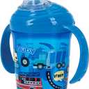 Nuby No-Spill Two Handle Babys First Soft Spout Cup with Hygienic Cover | 2 pack: Aqua Travel & Blue Cars or Aqua Ocean & Pink Animals | 8oz/ 240 ml | 4+ Months | 2 pack