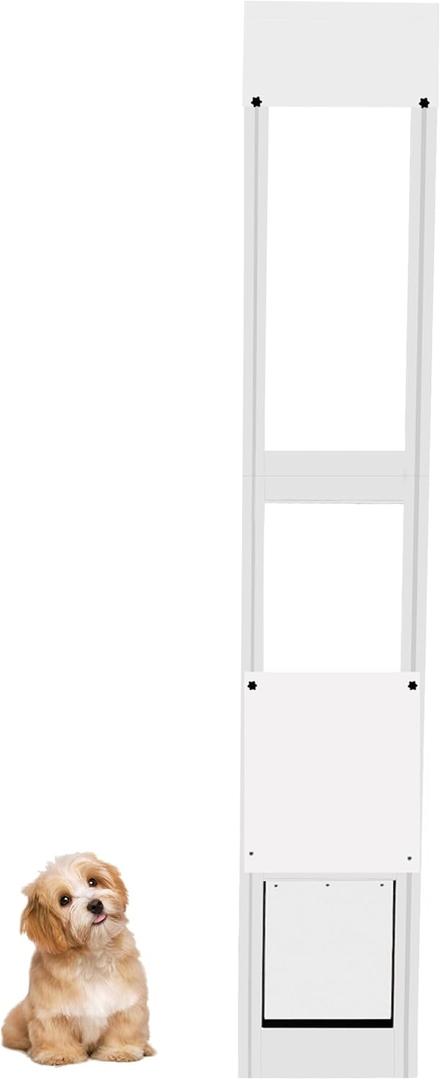 Cat Dog Door for Sliding Glass Door - Sliding Glass Small Pets Door with Lockable Weather Proof Panel - Adjustable Height 76.38" to 81.1" Black
