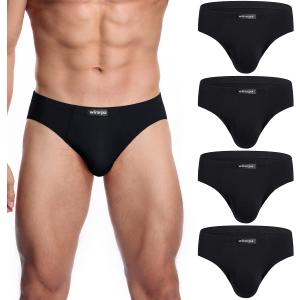 wirarpa Men's Underwear Modal Microfiber Briefs No Fly Covered Waistband Silky Touch Underpants 4 Pack (Large, Black)