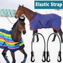 4 Pcs Horse Blanket Straps Adjustable Replacement Leg Strap with Double Ended Clips Elastic Horse Blanket Leg Straps,16 inch