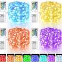 StarryEver 66ft 200LED Fairy Lights Battery Operated, 4 Pack 16.5ft 16 Color Changing String Light with Remote Timer, RGB Waterproof Twinkle Lights for Indoor Outdoor Room Gift Party Christmas Dcor