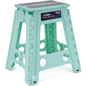 Flottian 18" Folding Step Stool for Adults and Kids Holds Up to 300 lbs, Non-Slip Folding Stools with Handle, Compact Plastic Foldable Step Stool for Bathroom, Bedroom, Kitchen, Teal, 1PC
