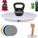 JAYEGT Motorized Rotating Display Stand350Lbs Load 360 Degree Electric Rotating Turntable for Photography Products DisplayLive Show,Remote Control +5 Colors Backgrounds (White/23.6Inch /Rechargeable)