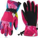 MIG4U Kids Ski Gloves Waterproof 3M Thinsulate Touchscreen Kids Winter Gloves, Warm Snow Gloves for Girls (S(8-10), Pink)