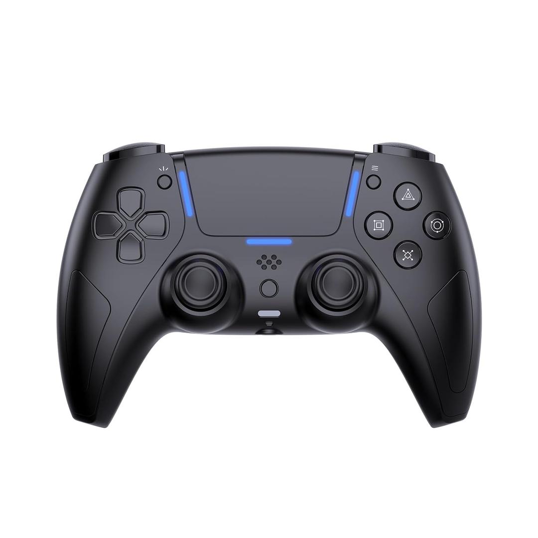 JDDWIN LED Wireless Gaming Controller for PS5/PC/Android/IOS/MAC/Steam Deck,Hall Effect Joystick, Bluetooth, 3.5mm Audio Jack, Dual Vibration, 6-Axis Motion Contro Gamepad with Speaker (Black)
