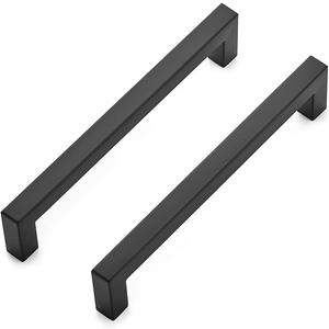 Ravinte 5 Pack 6-1/4 Inch Square Cabinet Handles - Matte Black Stainless Steel Drawer Pulls - Kitchen Hardware