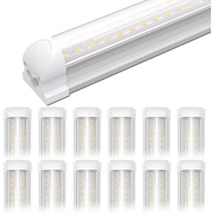 Shinestar 8FT LED Shop Light Fixture 12-Pack, 72W 9000LM 5000K Daylight Linkable T8 Tube Lights for Garage Workshop Basement, V-Shape Integrated LED Shop Lights, Plug and Play Installation