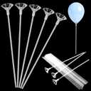 30 Pcs Balloon Sticks, Clear Balloon Holder Sticks Plastic Balloons Stick with Bases Balloons Stick Weights for Tying Balloonss Arch Anniversary Birthday Christmas Halloween Party Wedding