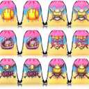 Sunnymove 12 Pcs Ice Cream Drip Softball Drawstring Bag with Handle 7.5'' x 10'' Softball Drip Goodie Bag Bulk Ice Cream Party Favors Sport Themed Team Birthday Party Supply for Treat Candy Snack