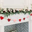 DAZONGE Valentines Day Decorations, Wood Bead Garland with Felt Hearts for Valentine Decor, Red and Pink Farmhouse Valentines Day Banner for Wedding, Anniversary Decorations