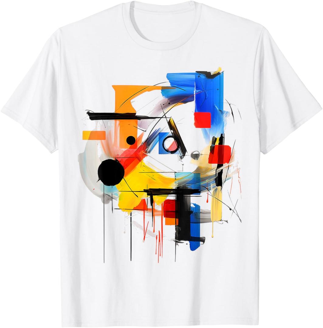 Art Colorful Abstract Geometric Painting Graphic Art T-Shirt (Small)