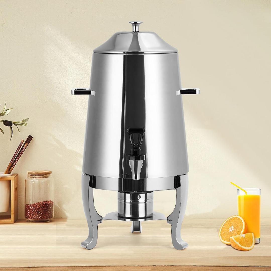 13L Large Commercial Coffee Urn Stainless Steel Hot Drinks Dispenser, 3.5 gal Hot Beverage Dispenser with Fuel Tray for Coffee Tea Juice Water