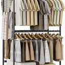 Clothes Rack - 36.2" x 21.3" x 72", 4-Bar Double Rod Rolling Metal Clothing Rack for Hanging Clothes, Portable Garment Rack with Wheels for Bedroom Laundry, Closet Wardrobe, Black