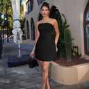 XXTAXN Women's Summer Sexy Sleeveless Tube Formal Party A-line Tulip Back Zipper Mini Dress (Black, L)