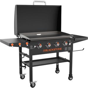 Blackstone 36 Griddle with Hood & Four Stainless Burners - Gas Griddle with Hood, Wheels, Two Side Shelf & Magnetic Hooks  Heavy Duty Outdoor Griddle Station for Backyard, Patio - 1899
