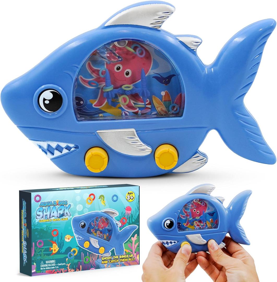 YoYa Toys Aqua Rings Shark Handheld Game for Kids - Retro & Nostalgic Car Activity - Portable Travel Game - Great Shark Gift & Party Favors