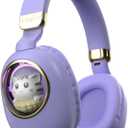 Purple Kids Bluetooth Headphones Wired with Microphone for School - Wireless Boy Girls Noise Cancelling Over Ear Bluetooth Headphones Children Headsets for iPad Kindle Airplane Travel Tablet